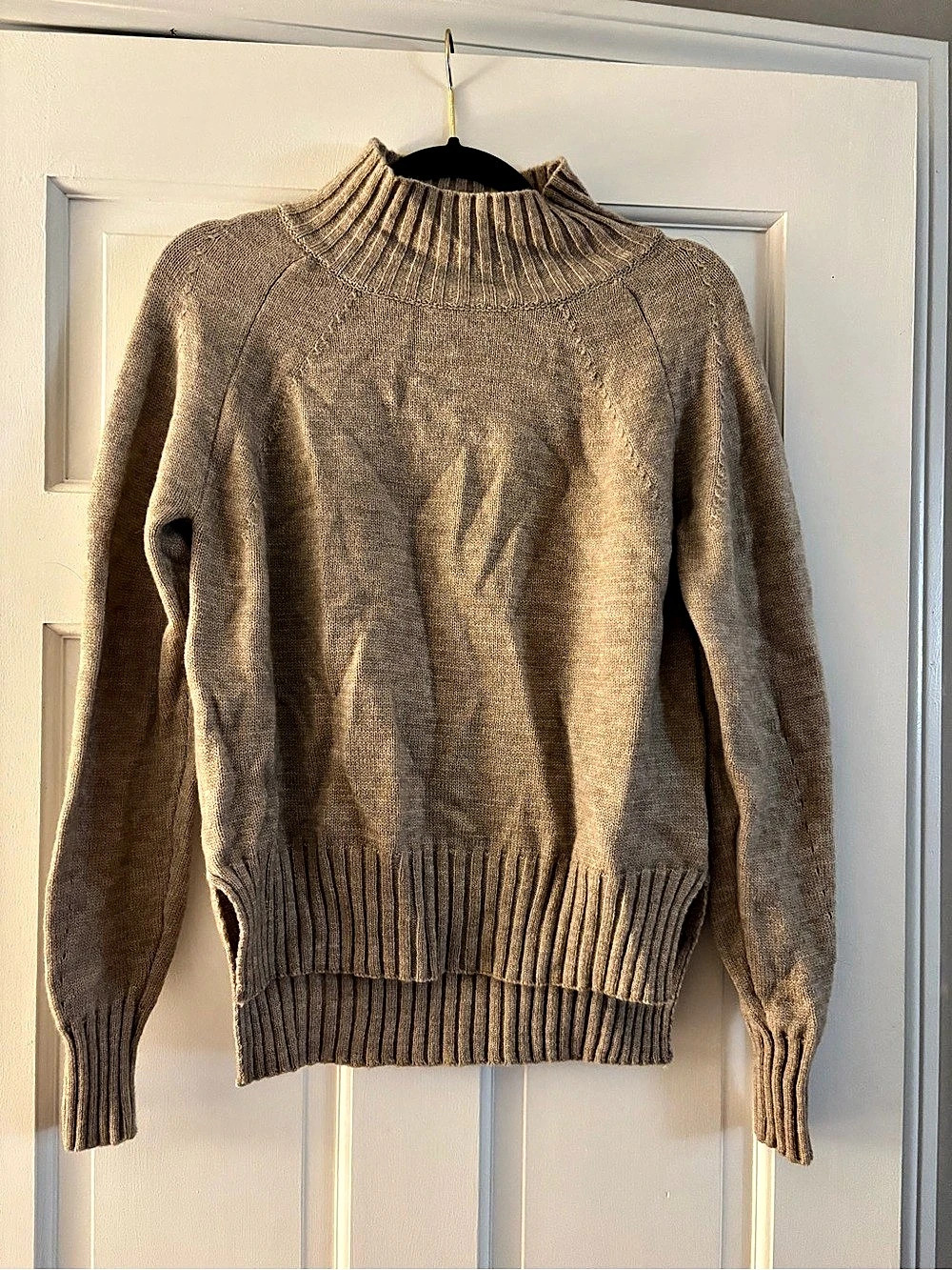 SHEIN Ribbed Turtleneck Sweater in Brown Size Medium